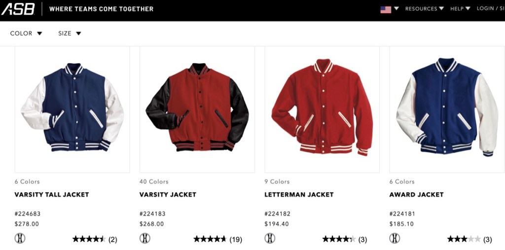 Augusta Sportswear wholesale blank letterman jacket & varsity jacket distributor