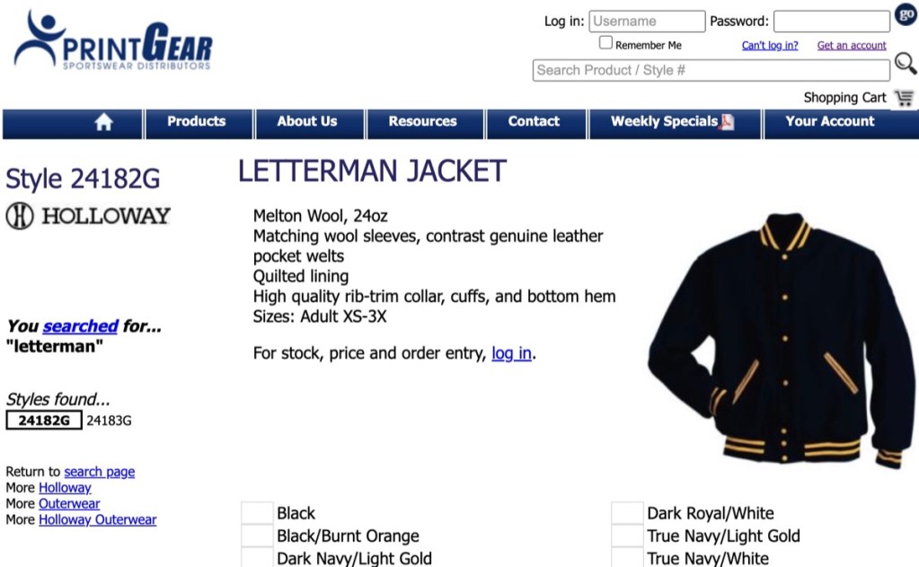 PrintGear wholesale blank letterman jacket & varsity jacket distributor