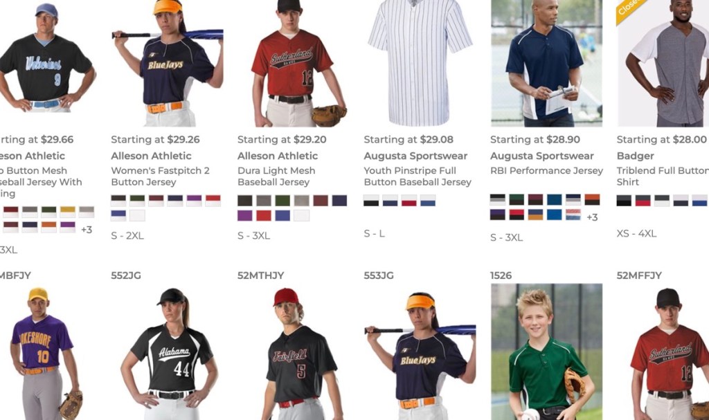 S&S Activewear wholesale blank baseball jersey distributor