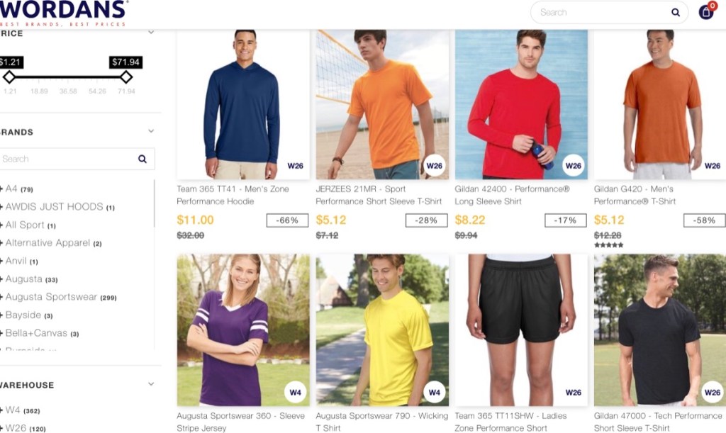 Wordans wholesale blank athletic clothing & fitness apparel distributor