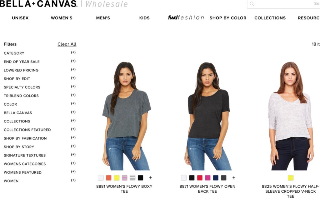 Bella+Canvas wholesale oversized t-shirt supplier