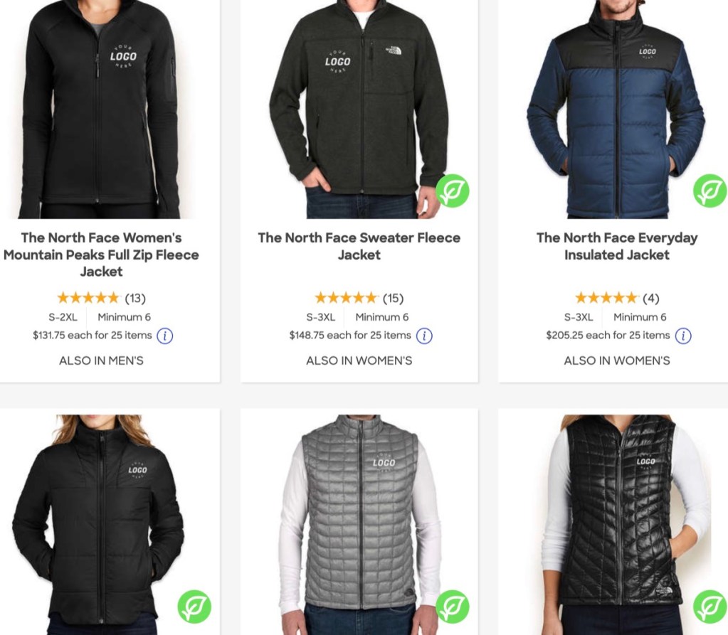 CustomInk wholesale The North Face clothing supplier