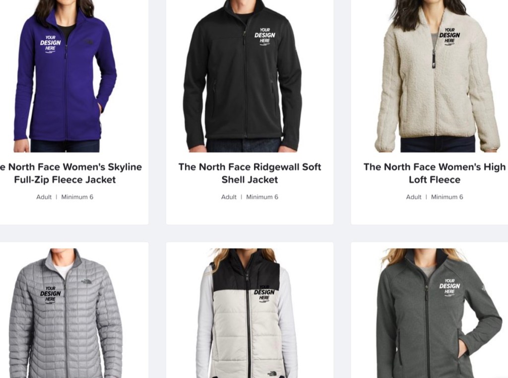 RushOrderTees wholesale The North Face clothing supplier